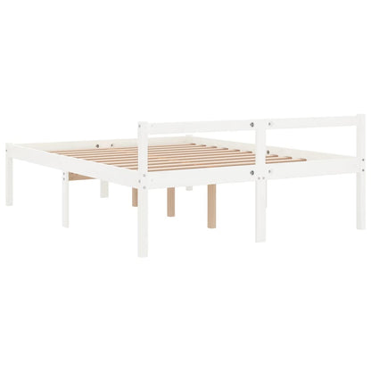 vidaXL Bed Frame | White | Solid pine wood | 120x200 cm | Solid Wood Bed Frame