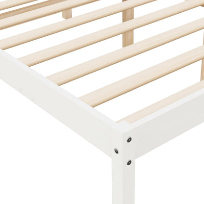 vidaXL Bed Frame | White | Solid pine wood | 120x200 cm | Solid Wood Bed Frame