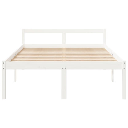 vidaXL Bed Frame | White | Solid pine wood, Plywood | Double | Bed Frame