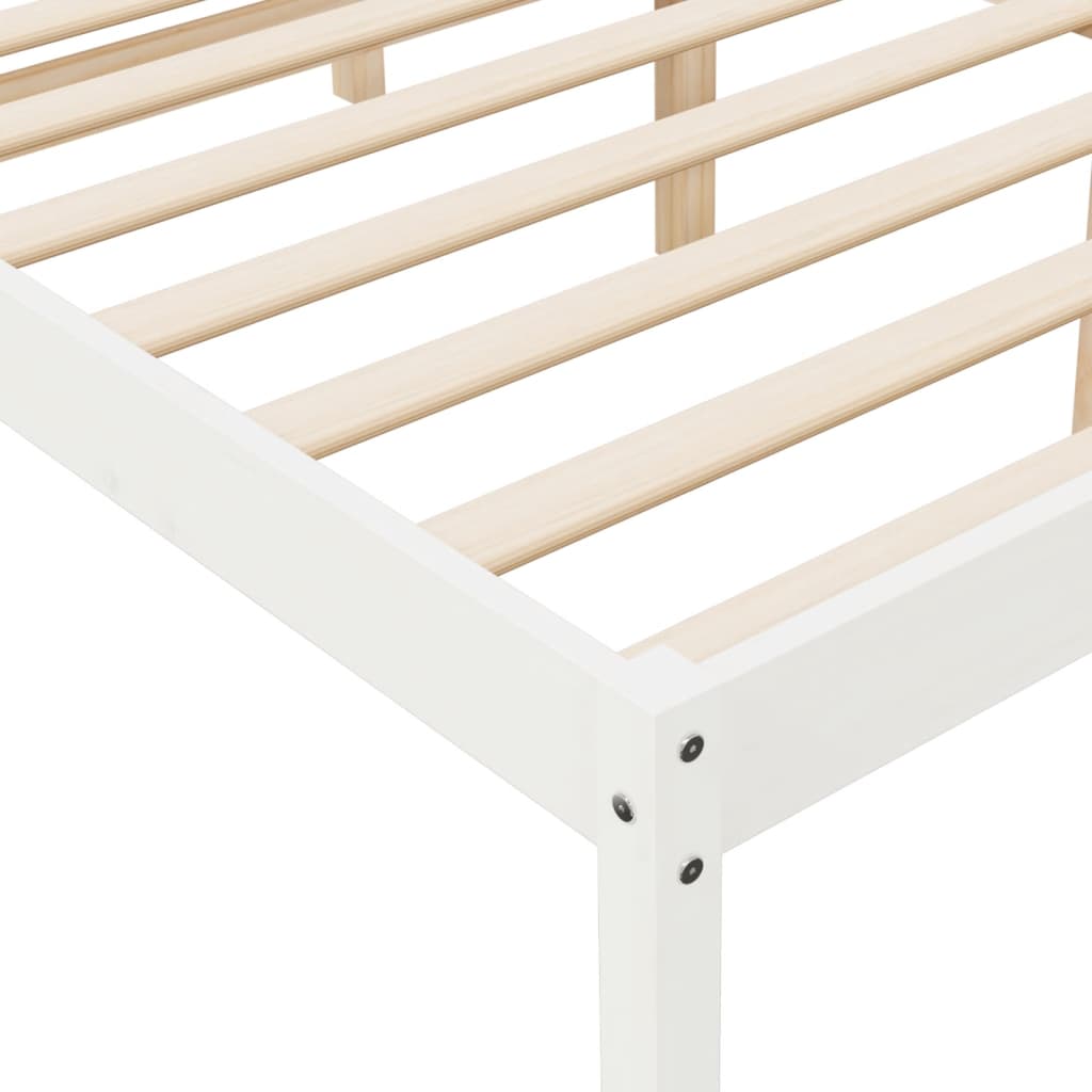 vidaXL Bed Frame | White | Solid pine wood, Plywood | Double | Bed Frame