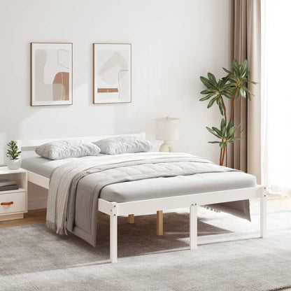 vidaXL Bed Frame | White | Solid pine wood, Plywood | Double | Bed Frame