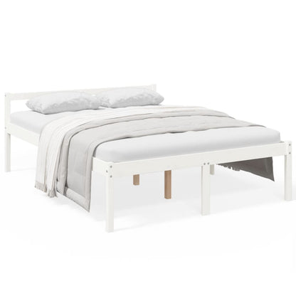 vidaXL Bed Frame | White | Solid pine wood | King Size | Bed Frame | Rectangular