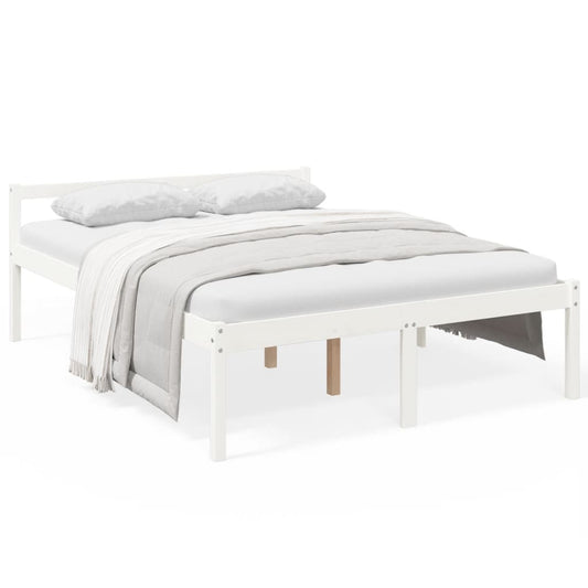 vidaXL Bed Frame | White | Solid pine wood | King Size | Bed Frame | Rectangular