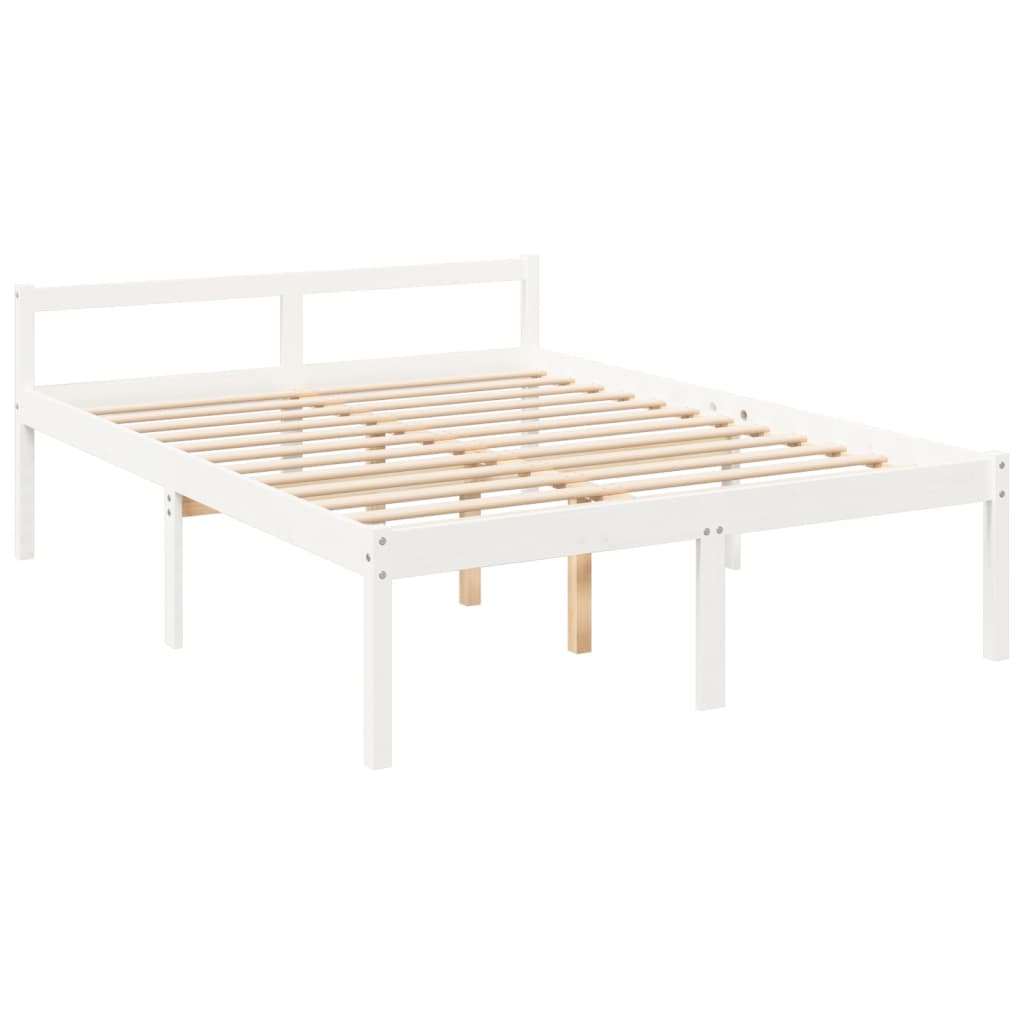 vidaXL Bed Frame | White | Solid pine wood | King Size | Bed Frame | Rectangular