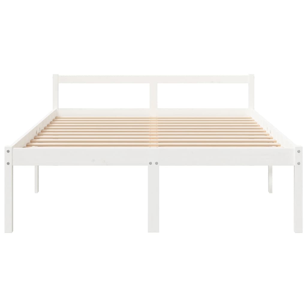 vidaXL Bed Frame | White | Solid pine wood | King Size | Bed Frame | Rectangular