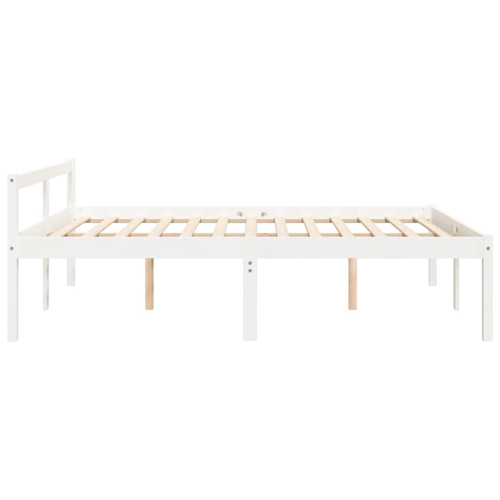 vidaXL Bed Frame | White | Solid pine wood | King Size | Bed Frame | Rectangular