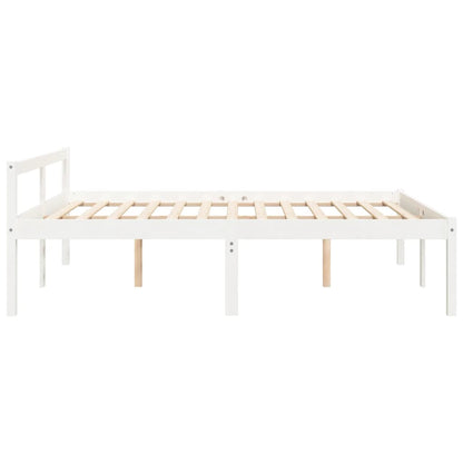vidaXL Bed Frame | White | Solid pine wood | King Size | Bed Frame | Rectangular