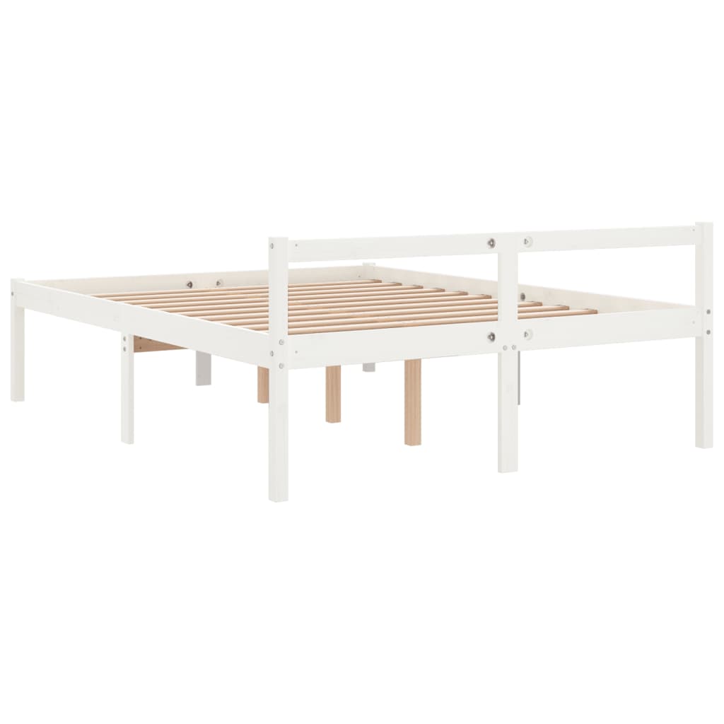 vidaXL Bed Frame | White | Solid pine wood | King Size | Bed Frame | Rectangular