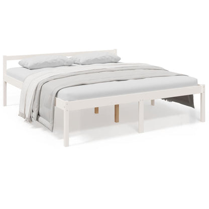 vidaXL Bed Frame | White | Solid pine wood, Plywood | Super King | Bed Frame