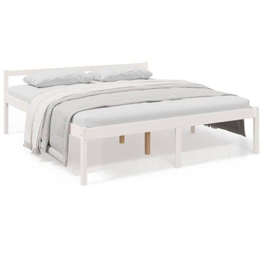 vidaXL Bed Frame | White | Solid pine wood, Plywood | Super King | Bed Frame
