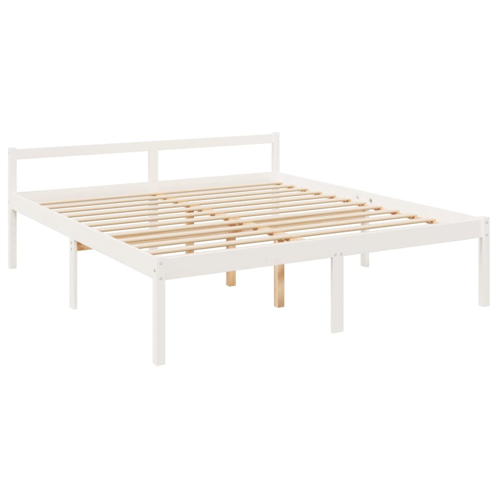 vidaXL Bed Frame | White | Solid pine wood, Plywood | Super King | Bed Frame