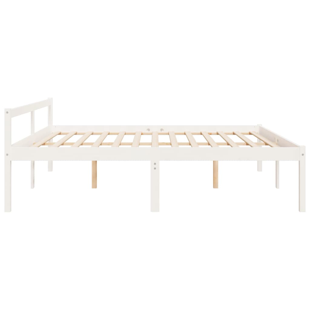vidaXL Bed Frame | White | Solid pine wood, Plywood | Super King | Bed Frame