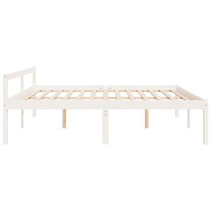 vidaXL Bed Frame | White | Solid pine wood, Plywood | Super King | Bed Frame