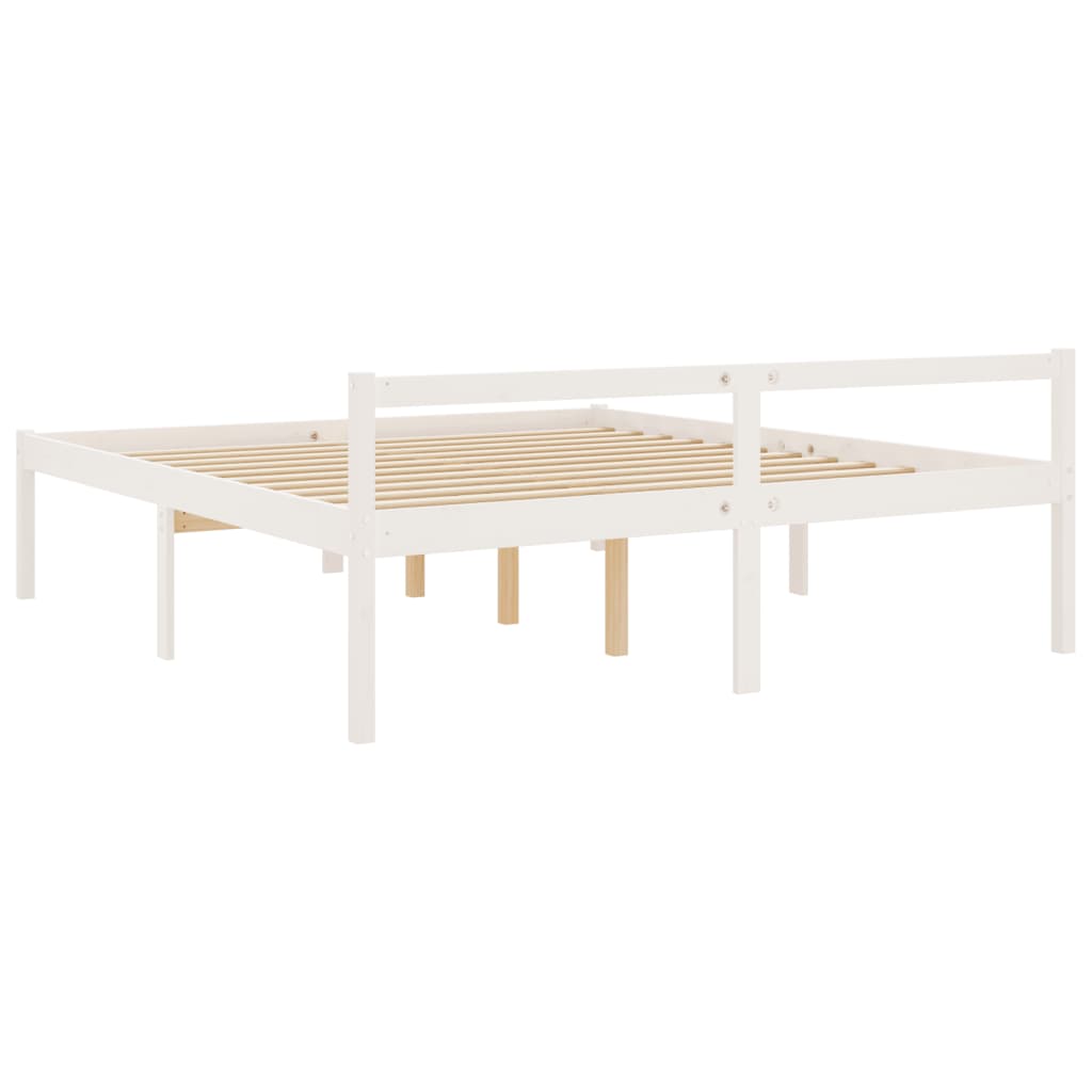 vidaXL Bed Frame | White | Solid pine wood, Plywood | Super King | Bed Frame