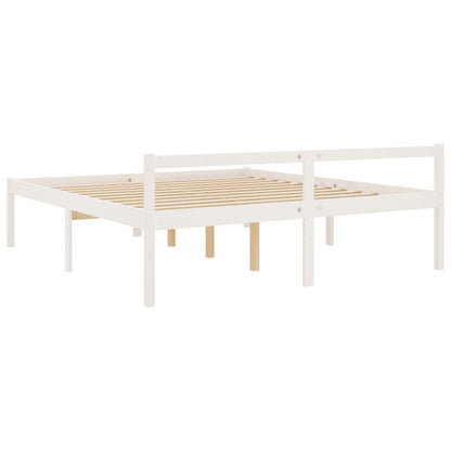 vidaXL Bed Frame | White | Solid pine wood, Plywood | Super King | Bed Frame