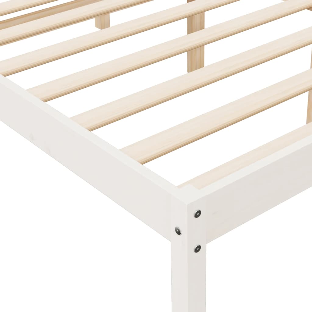 vidaXL Bed Frame | White | Solid pine wood, Plywood | Super King | Bed Frame