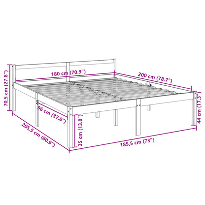 vidaXL Bed Frame | White | Solid pine wood, Plywood | Super King | Bed Frame
