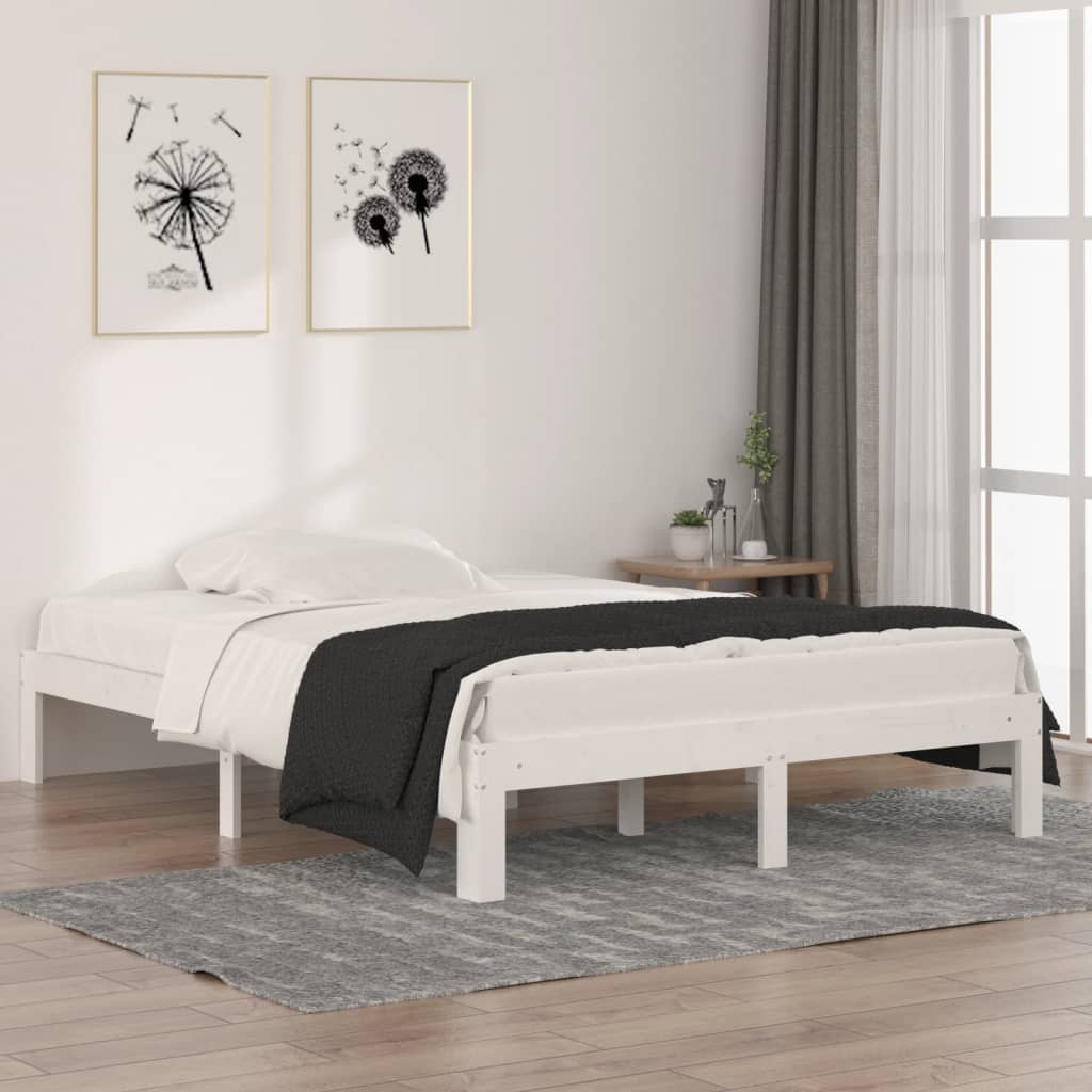 vidaXL Bed Frame without Mattress White 135x190cm Double