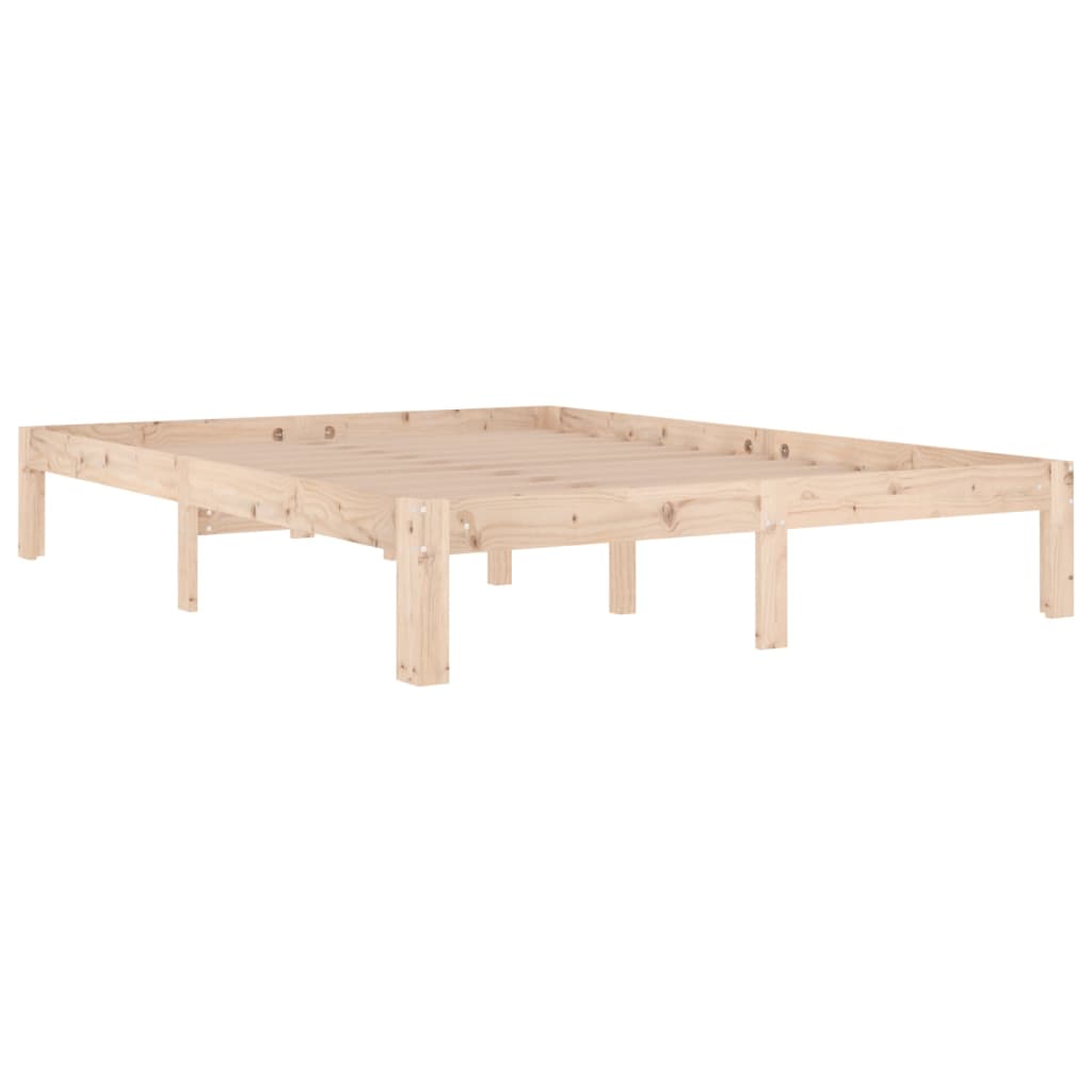 vidaXL Bed Frame | Natural | Solid Pine Wood | 140x190 cm | Durable | Bed Frame