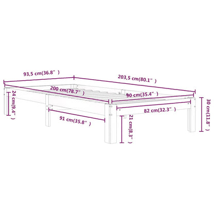 vidaXL Bed Frame without Mattress Solid Wood Pine 90x200cm