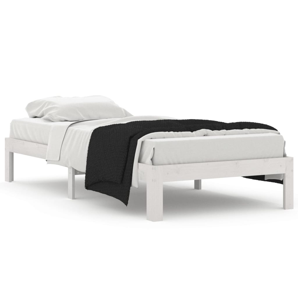vidaXL Bed Frame without Mattress White Solid Wood Pine 90x200cm