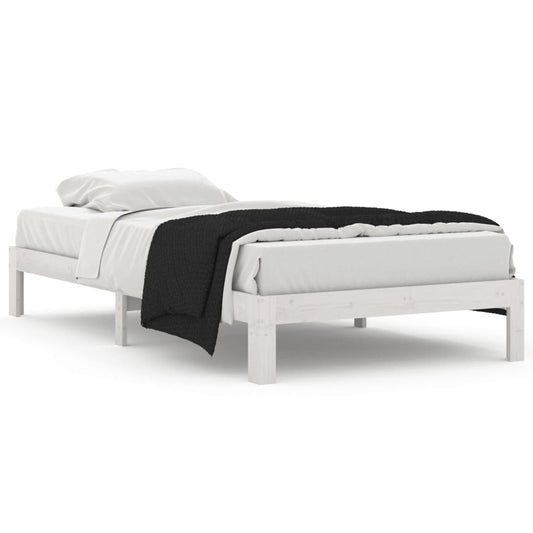 vidaXL Bed Frame | White | Solid pine wood | Single | Durable | Bed Frame