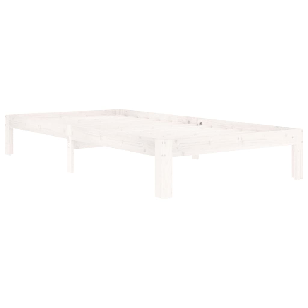 vidaXL Bed Frame | White | Solid pine wood | Single | Durable | Bed Frame