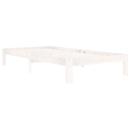 vidaXL Bed Frame | White | Solid pine wood | Single | Durable | Bed Frame