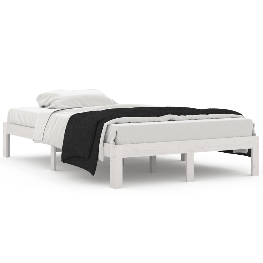 vidaXL Bed Frame | White | Solid pine wood | 120x200 cm | Durable | Bed Frame