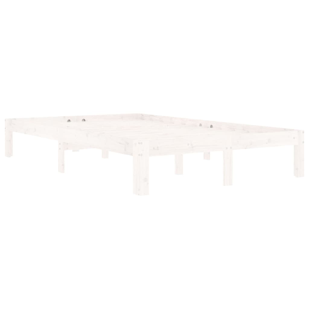 vidaXL Bed Frame | White | Solid pine wood | 120x200 cm | Durable | Bed Frame