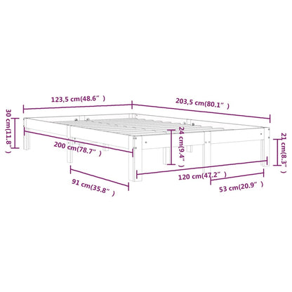 vidaXL Bed Frame | White | Solid pine wood | 120x200 cm | Durable | Bed Frame
