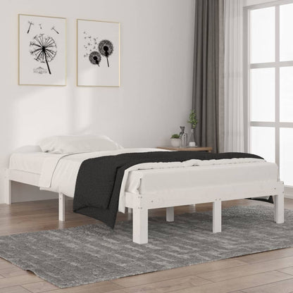 vidaXL Bed Frame | White | Solid pine wood | 120x200 cm | Durable | Bed Frame