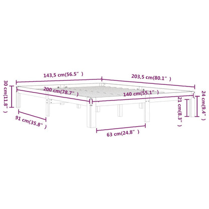 vidaXL Bed Frame without Mattress Solid Wood Pine 140x200cm