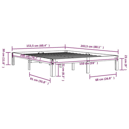 vidaXL Bed Frame without Mattress Solid Wood 150x200cm King Size
