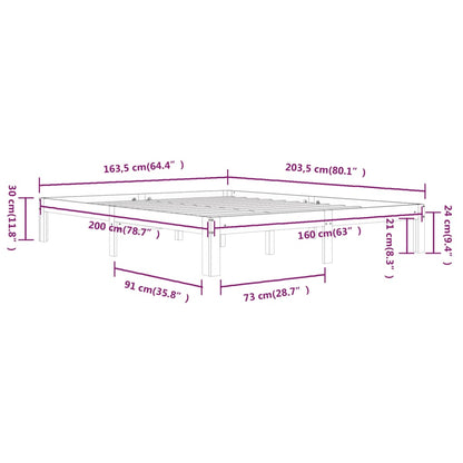 vidaXL Bed Frame without Mattress Solid Wood Pine 160x200cm