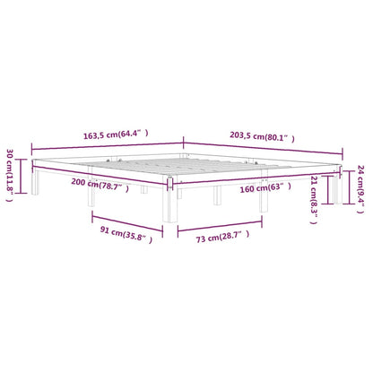 vidaXL Bed Frame without Mattress White Solid Wood Pine 160x200cm