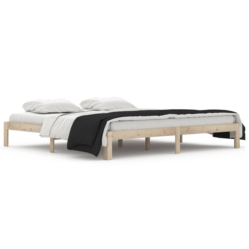 vidaXL Bed Frame | Natural wood | Solid Pine Wood | Double |  Simplistic
