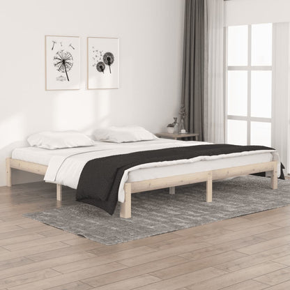 vidaXL Bed Frame | Natural wood | Solid Pine Wood | Double |  Simplistic