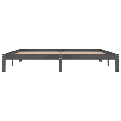 vidaXL Bed Frame | Grey | Solid pine wood, Plywood slats | Double | Durable