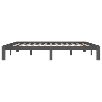 vidaXL Bed Frame | Grey | Solid pine wood, Plywood slats | Double | Durable