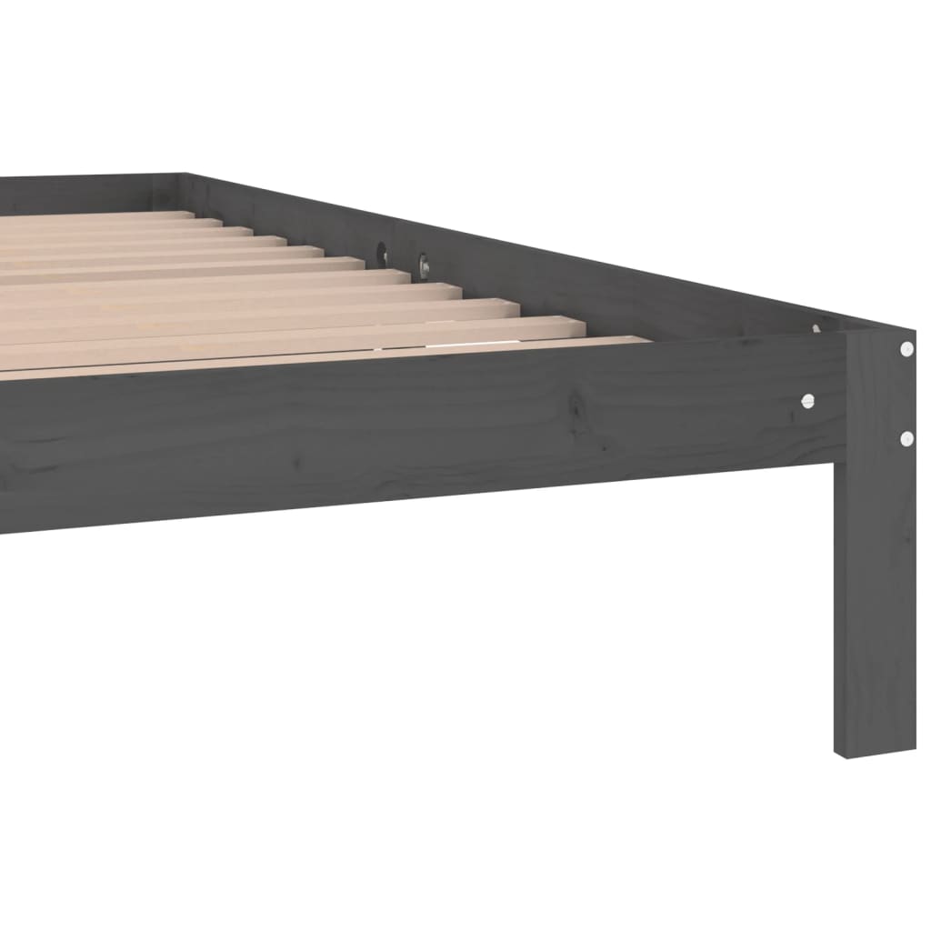 vidaXL Bed Frame | Grey | Solid pine wood, Plywood slats | Double | Durable