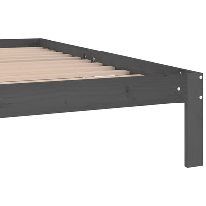 vidaXL Bed Frame | Grey | Solid pine wood, Plywood slats | Double | Durable