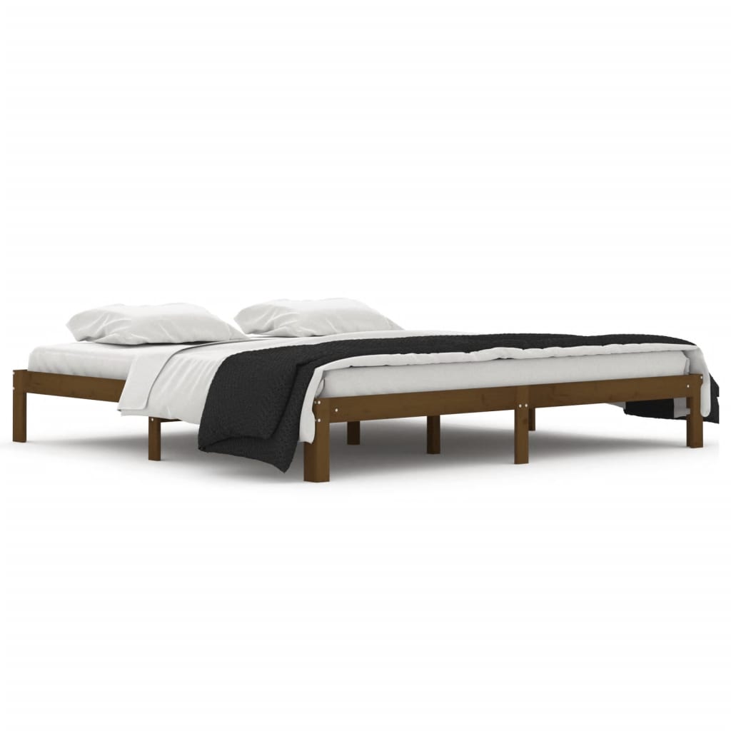 vidaXL Bed Frame | Honey Brown | Solid pine wood, Plywood | 200x200 cm