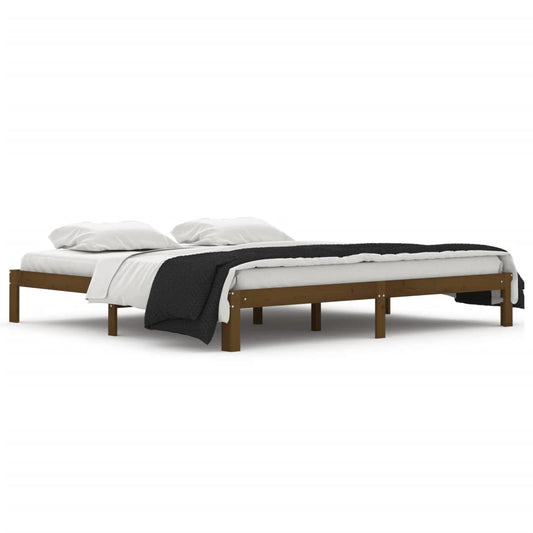 vidaXL Bed Frame | Honey Brown | Solid pine wood, Plywood | 200x200 cm