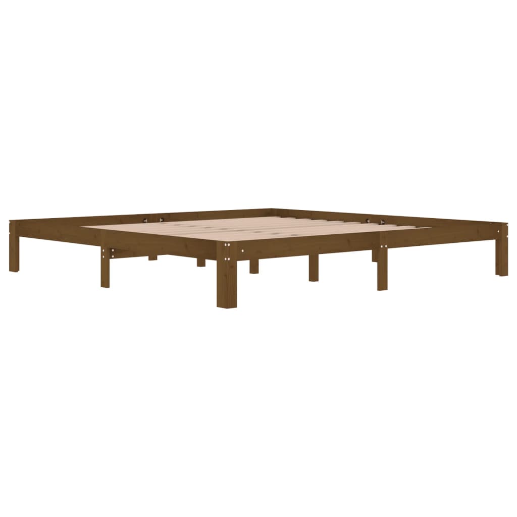 vidaXL Bed Frame | Honey Brown | Solid pine wood, Plywood | 200x200 cm