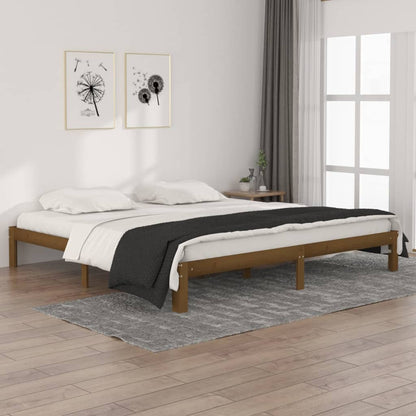 vidaXL Bed Frame | Honey Brown | Solid pine wood, Plywood | 200x200 cm