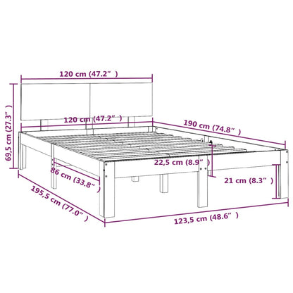 vidaXL Bed Frame without Mattress 120x190cm Small Double