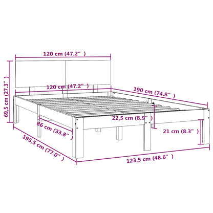 vidaXL Bed Frame without Mattress White 120x190cm Small Double