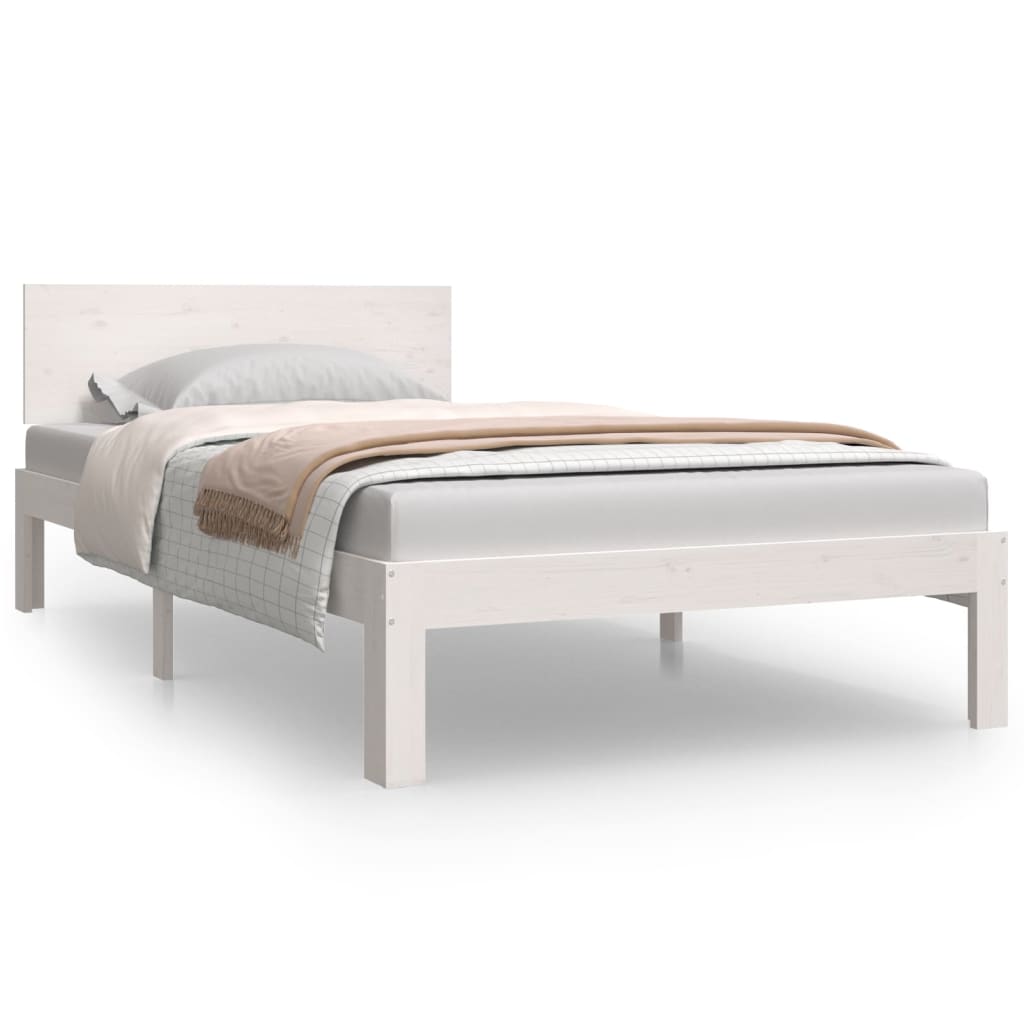 vidaXL Bed Frame without Mattress White Solid Wood Pine 100x200cm
