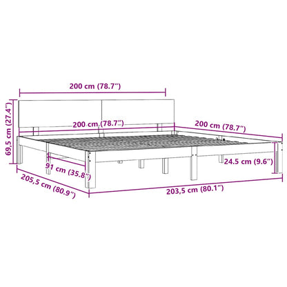 vidaXL Bed Frame without Mattress Solid Wood Pine 200x200cm